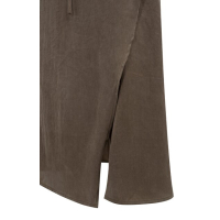 YAYA Woven midi skirt with wrap effect washed brown