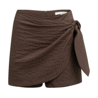 YAYA Gestreepte rok met wikkellook aubergine purple dessin