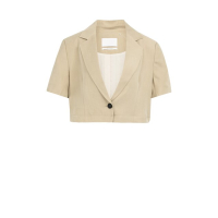 YAYA Woven shortsleeve blazer with crockery brown