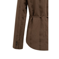 YAYA Gestreepte blazer met knopen en ceintuur slate black brown
