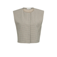 YAYA Geruit geweven gilet met schoudervulling beige dessin