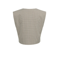 YAYA Geruit geweven gilet met schoudervulling beige dessin