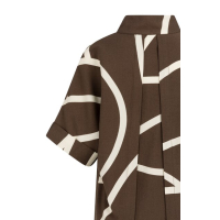 YAYA Printed dress with polo collar chocolate brown