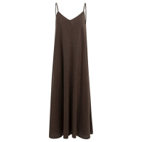 YAYA Lange jurk met bandjes en losse pasvorm aubergine purple