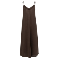 YAYA Lange jurk met bandjes en losse pasvorm aubergine purple