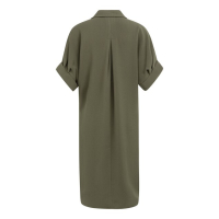 YAYA V-neck dress with pleated slee army green