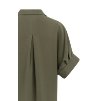 YAYA V-neck dress with pleated slee army green