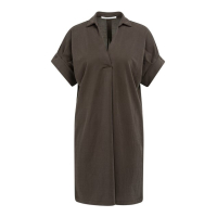 YAYA Jerseyjurk met geplooide pofmouwen aubergine purple