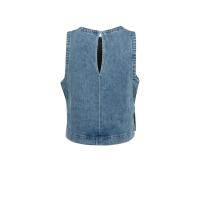 YAYA Sleeveless loose fit denim top mid blue denim