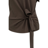 YAYA Top met ronde hals en knoopdetail aubergine purple