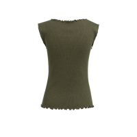 YAYA Sleeveless top with small buttons army green melange