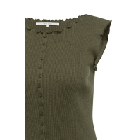 YAYA Sleeveless top with small buttons army green melange
