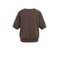 YAYA Jersey top with knitted outlook chocolate brown