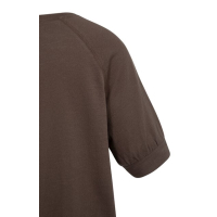 YAYA Jersey top with knitted outlook chocolate brown