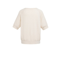 YAYA Jersey top with knitted outlook cloud creme white