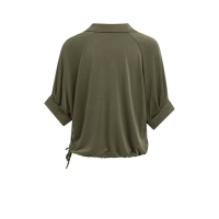 YAYA Jersey top with pleated sleeve army green