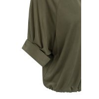 YAYA Jersey top with pleated sleeve army green