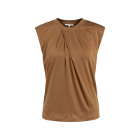 YAYA Mouwloos topje met geplooide halslijn foxtrot brown
