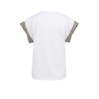 YAYA Jerseytop met geweven manchetdetail pure white