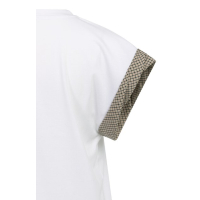 YAYA Jerseytop met geweven manchetdetail pure white