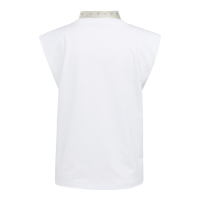 YAYA Mouwloze top met dubbele laag en sjaal slate black brown dessin