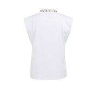 YAYA Mouwloze top met dubbele laag en sjaal slate black brown dessin