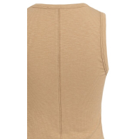 YAYA RIbbed singlet with round neck tan brown