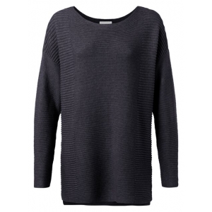 YAYA Cotton sweater with small splits on sides navy YAYA Cotton sweater with small splits on sides navy