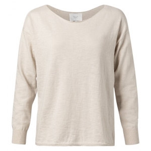 YAYA Cotton blend boat neck sweater pebble YAYA Cotton blend boat neck sweater pebble
