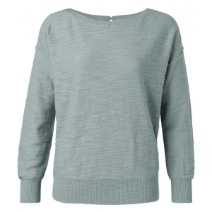 YAYA Boatneck sweater with rib stitch detail concrete blue YAYA Boatneck sweater with rib stitch detail concrete blue