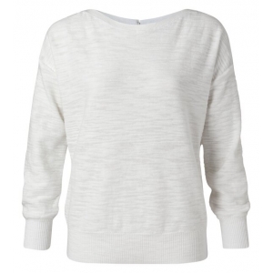 YAYA Boatneck sweater with rib stitch detail wool white YAYA Boatneck sweater with rib stitch detail wool white