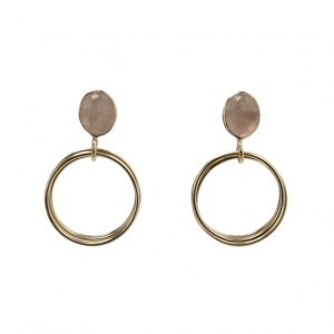 YAYA Earrings with rings and stone gold YAYA Earrings with rings and stone gold