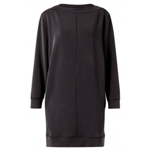 YAYA Modal blend boat neck dress with stitch details YAYA Modal blend boat neck dress with stitch details