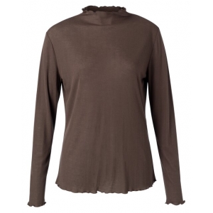 YAYA Top with lettuce hems bruin YAYA Top with lettuce hems bruin