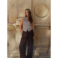 YAYA Wijde broek met deels elastische taille aubergine purple