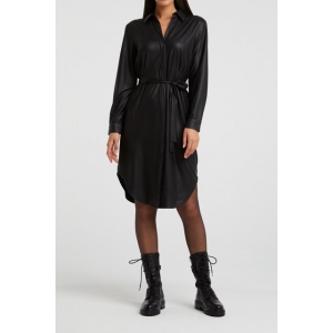 YAYA PU belted shirt dress black YAYA PU belted shirt dress black