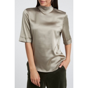 YAYA Shiny satin high neck top with short sleeves YAYA Shiny satin high neck top with short sleeves
