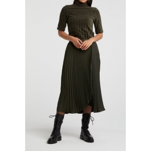 YAYA Satin faux wrapped skirt deep dark woods YAYA Satin faux wrapped skirt deep dark woods