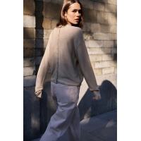 YAYA Sweater with buttoned back tan brown melange