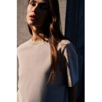 YAYA Sweatshirt with ribbed neck oxford tan brown