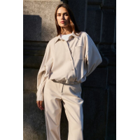 YAYA Blouse with asymmetric placket heather grey melange