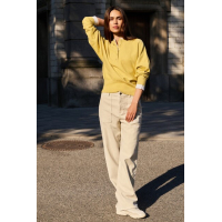 YAYA YAYA Sweater with collar detail dried moss green melange