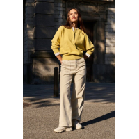 YAYA YAYA Sweater with collar detail dried moss green melange