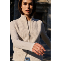 YAYA Sleeveless vest with zipper heather grey melange