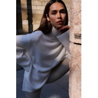 YAYA Sweater with wide rib trims snowfall white