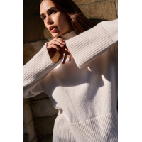 YAYA Sweater with wide rib trims snowfall white