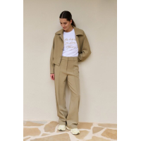 YAYA Short jacket with ribbed hem khaki green