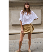 YAYA Vleermuismouw blouse met gevlochten detail pure white