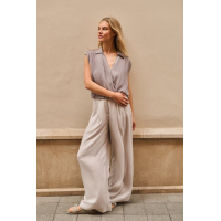 YAYA Mouwloze blouse met strikdetail storm cloud grey