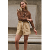 YAYA Bermuda met paperbag taille en cargozakken safari brown